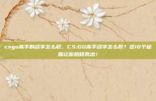 csgo高手的名字怎么取,CS:GO高手名字怎么取?这10个秘籍让你脱颖而出!