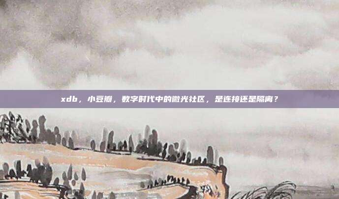 xdb,小豆瓣,数字时代中的微光社区,是连接还是隔离?