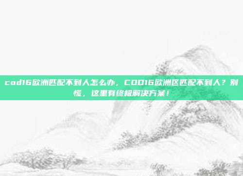 cod16欧洲匹配不到人怎么办,COD16欧洲区匹配不到人?别慌,这里有终极解决方案!