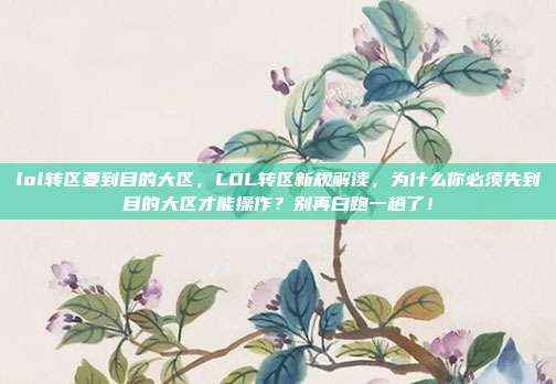 lol转区要到目的大区,LOL转区新规解读,为什么你必须先到目的大区才能操作?别再白跑一趟了!