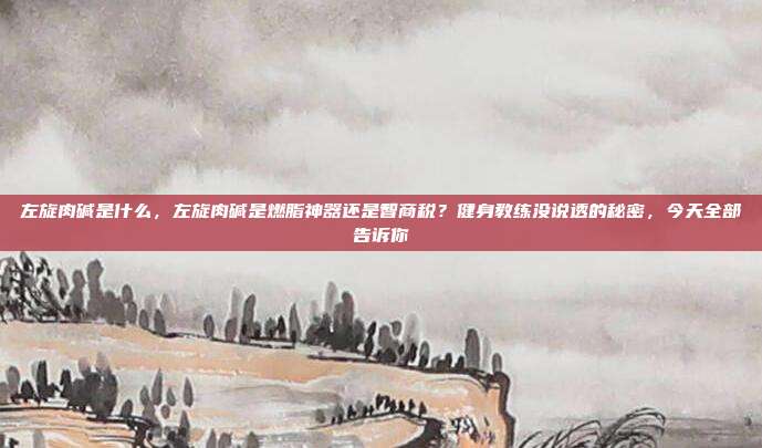左旋肉碱是什么,左旋肉碱是燃脂神器还是智商税?健身教练没说透的秘密,今天全部告诉你