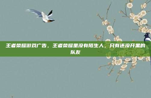 王者荣耀游戏广告,王者荣耀里没有陌生人,只有还没开黑的队友
