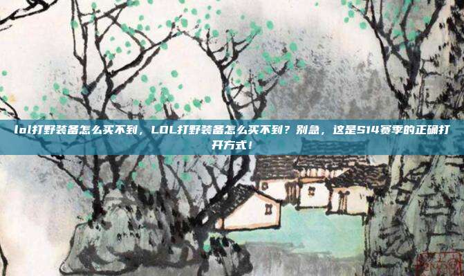 lol打野装备怎么买不到,LOL打野装备怎么买不到?别急,这是S14赛季的正确打开方式!