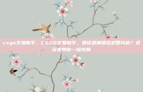 csgo交易助手,CSGO交易助手,是捡漏神器还是智商税?老玩家带你一探究竟