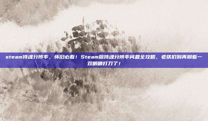 steam侍魂分辨率,怀旧必看!Steam版侍魂分辨率问题全攻略,老铁们别再糊着一双眼睛打刀了!