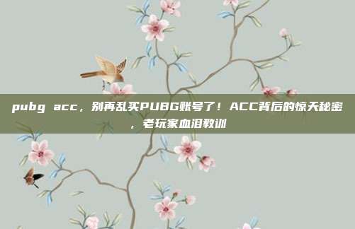pubg acc,别再乱买PUBG账号了!ACC背后的惊天秘密,老玩家血泪教训