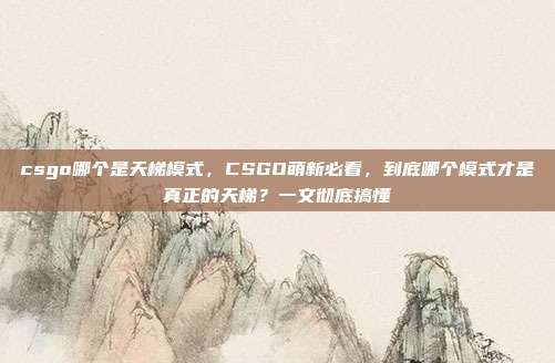 csgo哪个是天梯模式,CSGO萌新必看,到底哪个模式才是真正的天梯?一文彻底搞懂