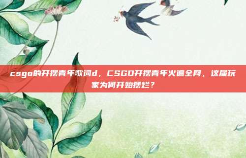 csgo的开摆青年歌词d,CSGO开摆青年火遍全网,这届玩家为何开始摆烂?