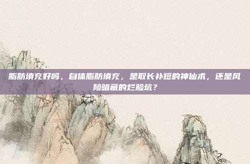 脂肪填充好吗,自体脂肪填充,是取长补短的神仙术,还是风险暗藏的烂脸坑?