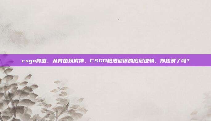 csgo育苗,从育苗到成神,CSGO枪法训练的底层逻辑,你练对了吗?
