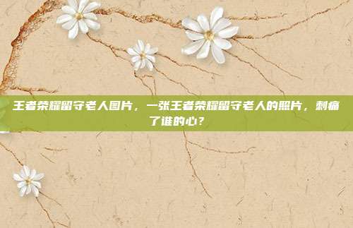 王者荣耀留守老人图片,一张王者荣耀留守老人的照片,刺痛了谁的心?