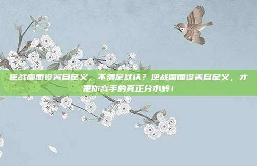 逆战画面设置自定义,不满足默认?逆战画面设置自定义,才是你高手的真正分水岭!