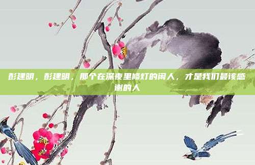 彭建明,彭建明,那个在深夜里修灯的闲人,才是我们最该感谢的人