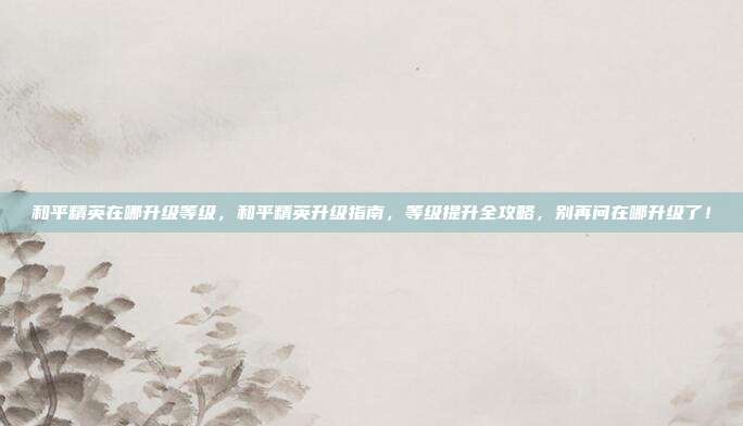 和平精英在哪升级等级,和平精英升级指南,等级提升全攻略,别再问在哪升级了!