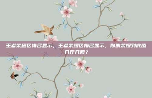 王者荣耀区排名显示,王者荣耀区排名显示,你的荣耀到底值几斤几两?