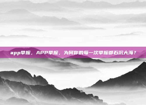 app举报,APP举报,为何你的每一次举报都石沉大海?