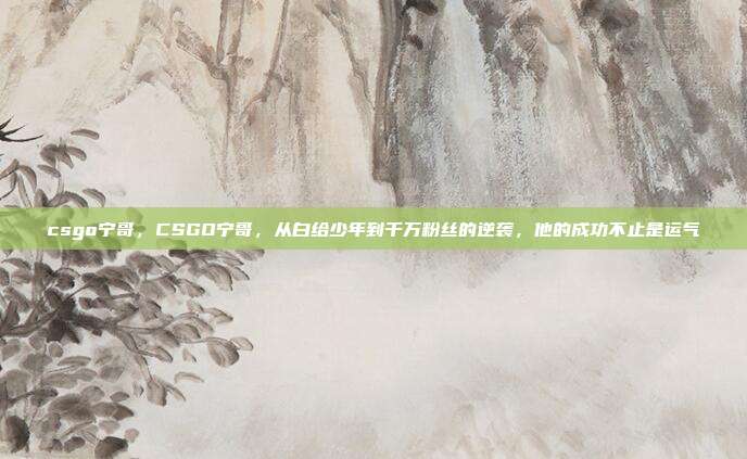 csgo宁哥,CSGO宁哥,从白给少年到千万粉丝的逆袭,他的成功不止是运气