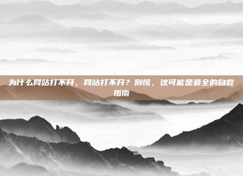 为什么网站打不开,网站打不开?别慌,这可能是最全的自救指南