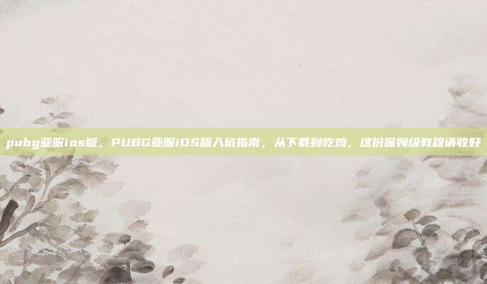 pubg亚服ios版,PUBG亚服iOS版入坑指南,从下载到吃鸡,这份保姆级教程请收好