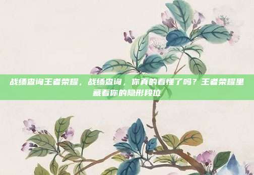 战绩查询王者荣耀,战绩查询,你真的看懂了吗?王者荣耀里藏着你的隐形段位