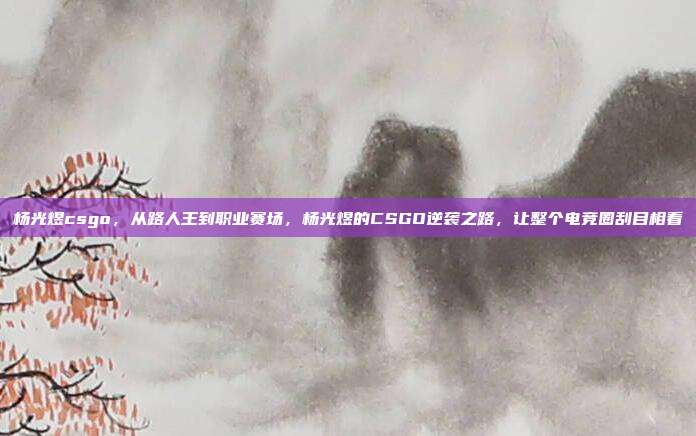 杨光煜csgo,从路人王到职业赛场,杨光煜的CSGO逆袭之路,让整个电竞圈刮目相看