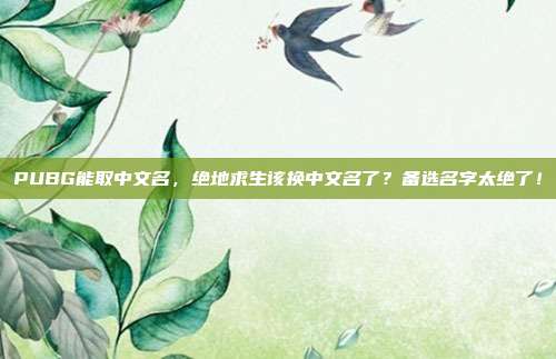 PUBG能取中文名,绝地求生该换中文名了?备选名字太绝了!