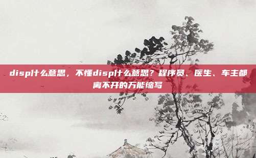 disp什么意思,不懂disp什么意思?程序员、医生、车主都离不开的万能缩写