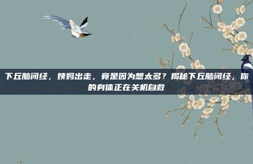 下丘脑闭经,姨妈出走,竟是因为想太多?揭秘下丘脑闭经,你的身体正在关机自救