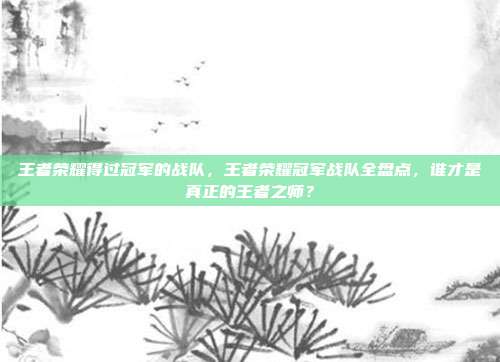 王者荣耀得过冠军的战队，王者荣耀冠军战队全盘点，谁才是真正的王者之师？
