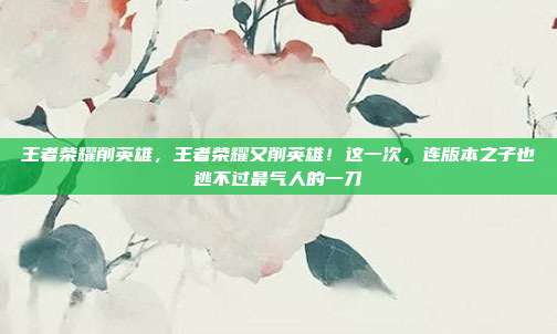 王者荣耀削英雄，王者荣耀又削英雄！这一次，连版本之子也逃不过最气人的一刀