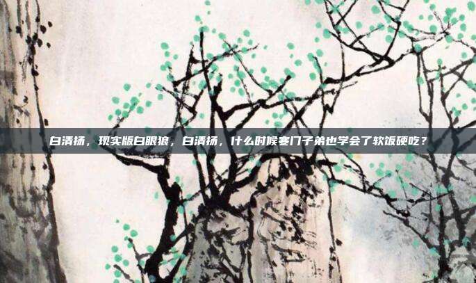 白清扬,现实版白眼狼,白清扬,什么时候寒门子弟也学会了软饭硬吃?