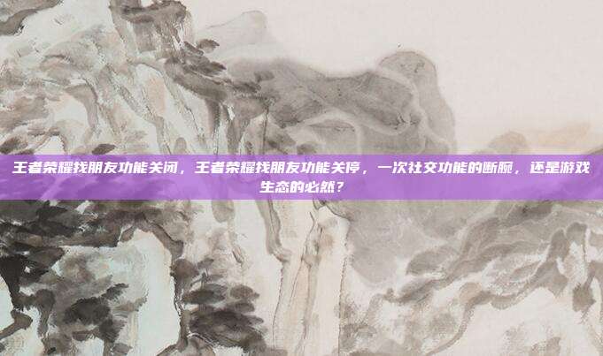 王者荣耀找朋友功能关闭,王者荣耀找朋友功能关停,一次社交功能的断腕,还是游戏生态的必然?