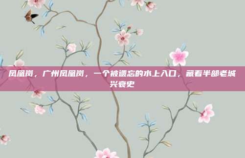 凤凰岗，广州凤凰岗，一个被遗忘的水上入口，藏着半部老城兴衰史