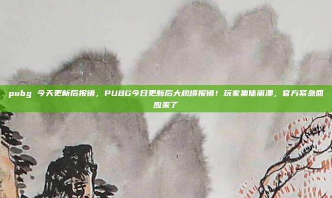 pubg 今天更新后报错，PUBG今日更新后大规模报错！玩家集体崩溃，官方紧急回应来了