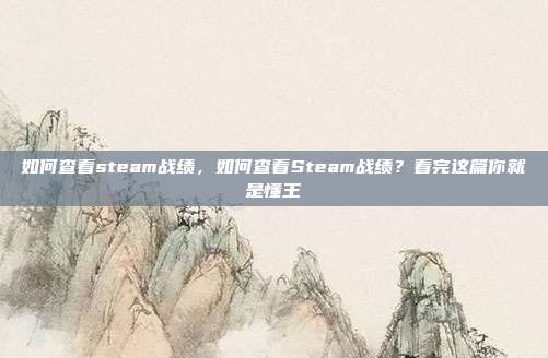 如何查看steam战绩，如何查看Steam战绩？看完这篇你就是懂王
