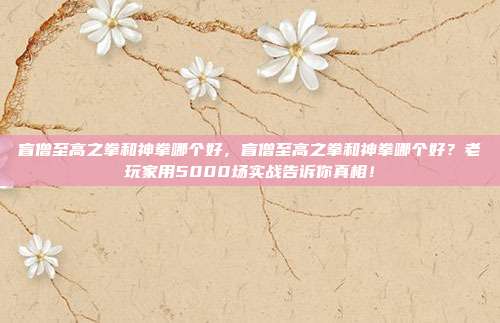 盲僧至高之拳和神拳哪个好，盲僧至高之拳和神拳哪个好？老玩家用5000场实战告诉你真相！