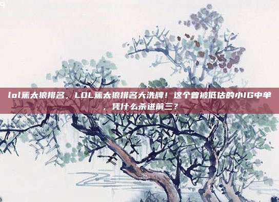 lol蕉太狼排名,LOL蕉太狼排名大洗牌!这个曾被低估的小IG中单,凭什么杀进前三?