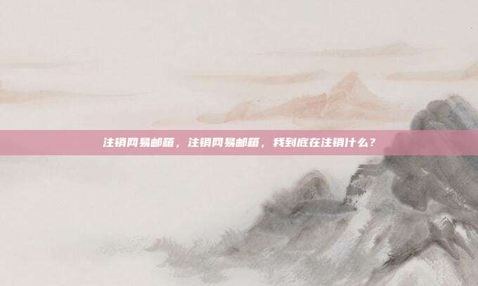 注销网易邮箱，注销网易邮箱，我到底在注销什么？