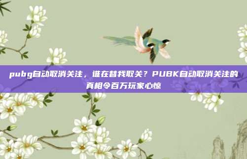 pubg自动取消关注，谁在替我取关？PUBK自动取消关注的真相令百万玩家心惊