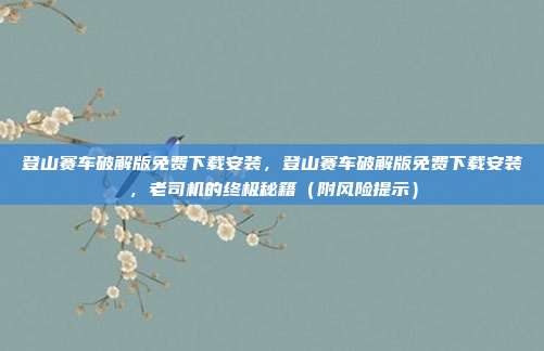 登山赛车破解版免费下载安装，登山赛车破解版免费下载安装，老司机的终极秘籍（附风险提示）
