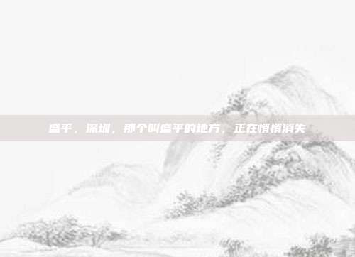 盛平，深圳，那个叫盛平的地方，正在悄悄消失