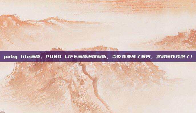 pubg life画质，PUBG LIFE画质深度解析，当吃鸡变成了看片，这波操作我服了！