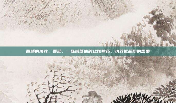 百部的功效，百部，一味被低估的止咳神药，功效远超你的想象