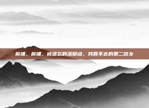 前埔，前埔，被遗忘的落脚点，我回不去的第二故乡