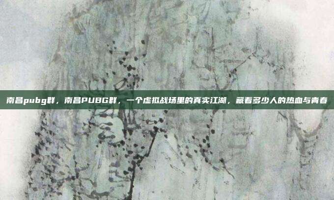 南昌pubg群，南昌PUBG群，一个虚拟战场里的真实江湖，藏着多少人的热血与青春