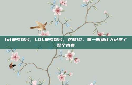 lol最帅网名，LOL最帅网名，这些ID，看一眼就让人记住了整个青春