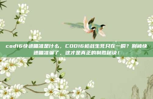 cod16快速瞄准是什么，COD16枪战生死只在一瞬？别被快速瞄准骗了，这才是真正的制胜秘诀！