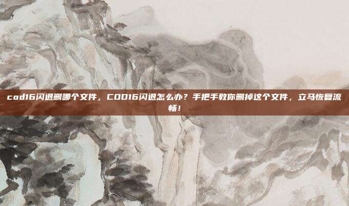 cod16闪退删哪个文件，COD16闪退怎么办？手把手教你删掉这个文件，立马恢复流畅！