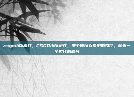 csgo小镇路灯，CSGO小镇路灯，那个你以为没用的物件，藏着一个时代的暗号