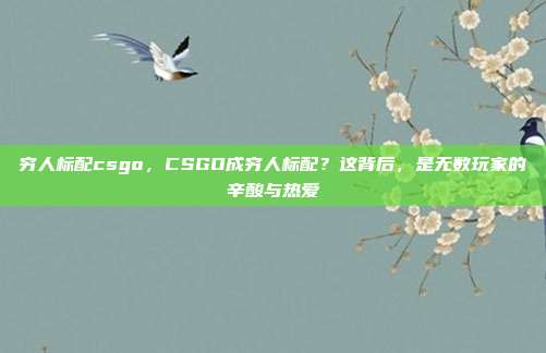 穷人标配csgo，CSGO成穷人标配？这背后，是无数玩家的辛酸与热爱